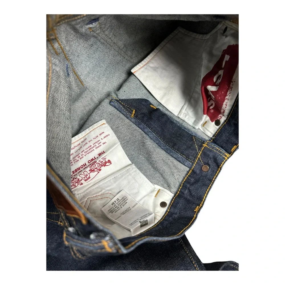 Levi's Skinny Jeans Mens 31x34 Dark Blue Good Selvedge Leather Patch Denim